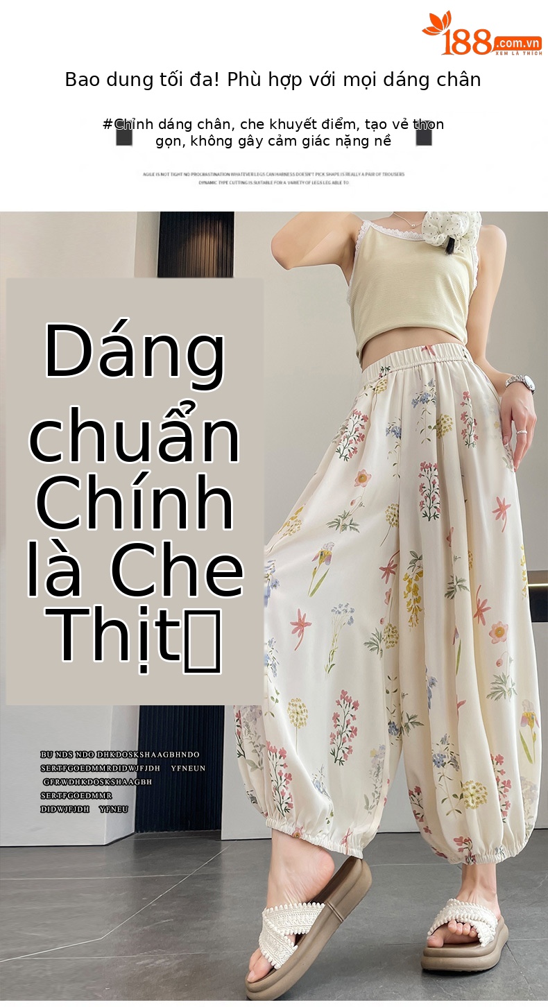 Quần tây nữ cạp cao in họa tiết hoa dâm bụt, dáng ống đứng, thiết kế tạo eo thon — Hoa đen chi tiết 13
