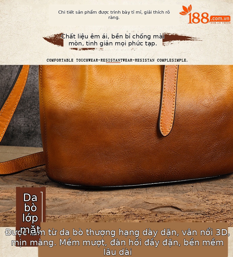 Túi đeo vai nữ da bò nguyên tấm thuộc da thực vật, kiểu Trung Hoa, dung tích lớn (26×12,5×24 cm) — Xanh lá cổ điển chi tiết 5