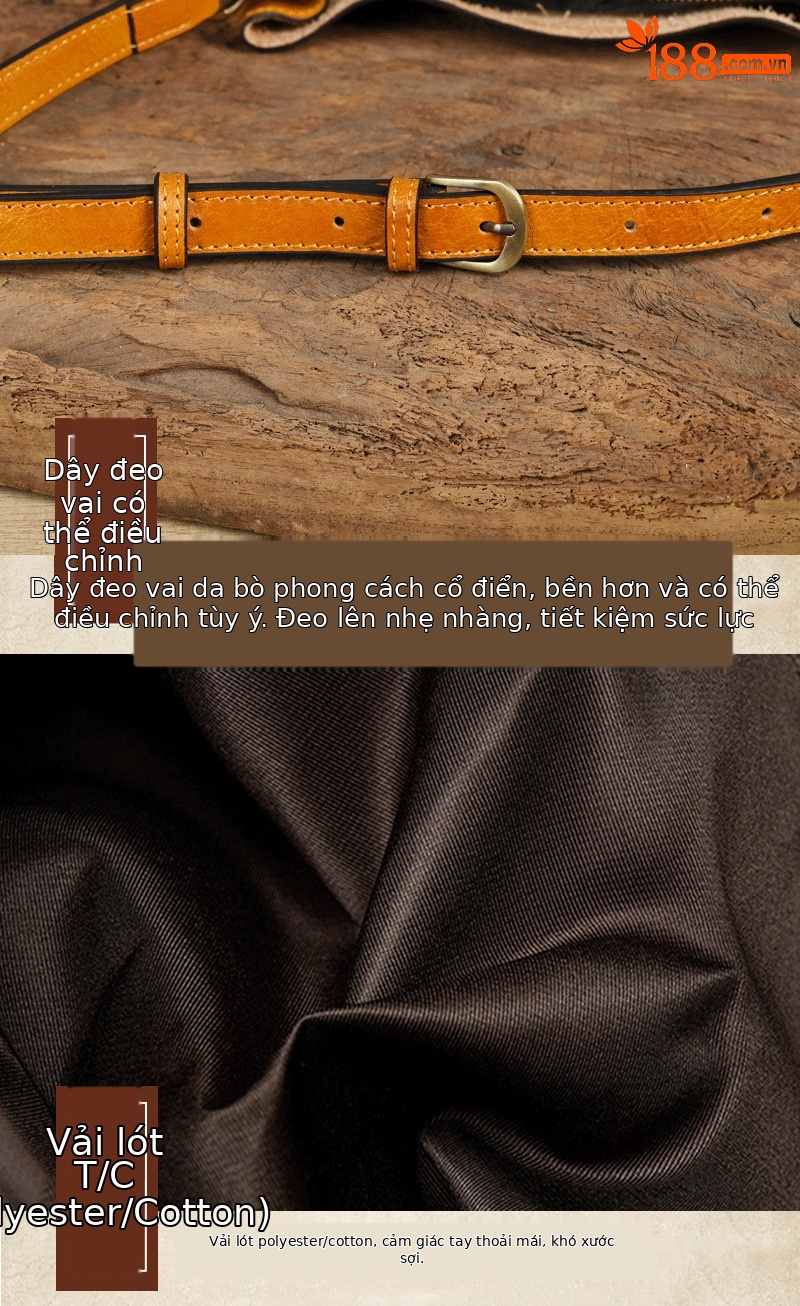 Túi đeo vai nữ da bò nguyên tấm thuộc da thực vật, kiểu Trung Hoa, dung tích lớn (26×12,5×24 cm) — Xanh lá cổ điển chi tiết 7