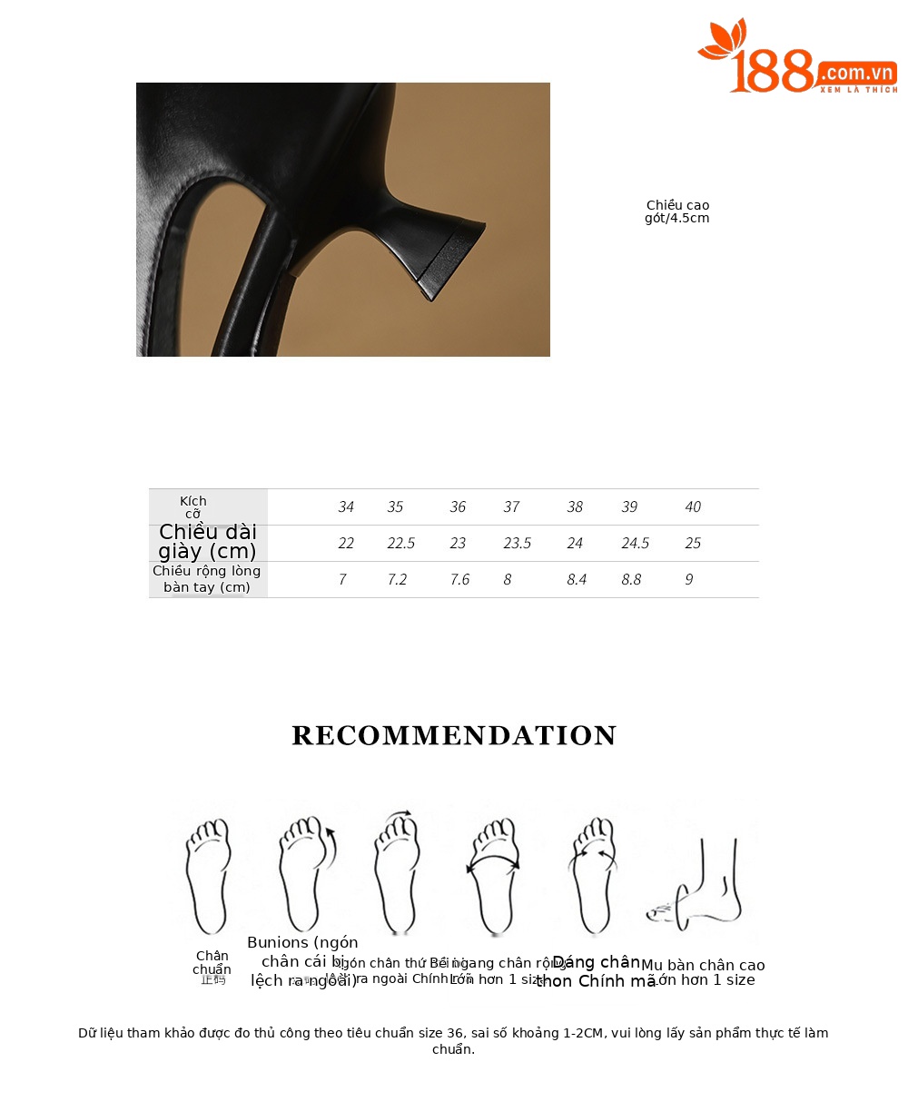 Sandal cao gót nữ bít mũi hở gót 5,5 cm mũi nhọn phong cách Hàn Quốc — Màu đen chi tiết 4