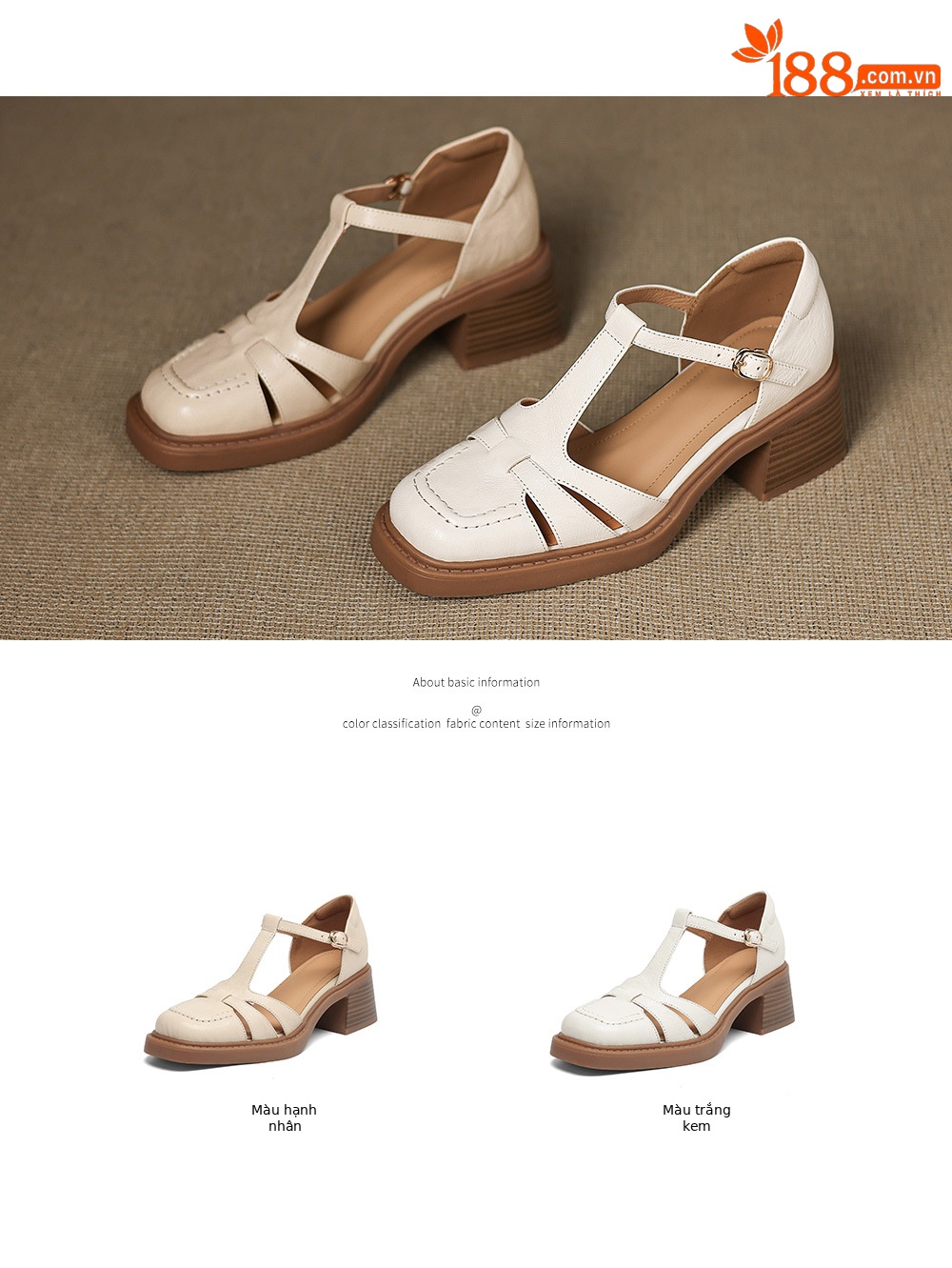 Sandal nữ quai hậu da thật dệt kiểu retro, gót dày, mũi nhọn, đế mềm — Màu trắng nhạt chi tiết 5