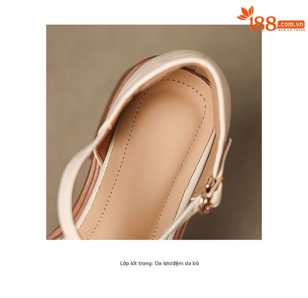 Sandal nữ quai hậu da thật dệt kiểu retro, gót dày, mũi nhọn, đế mềm — Màu trắng nhạt chi tiết 19