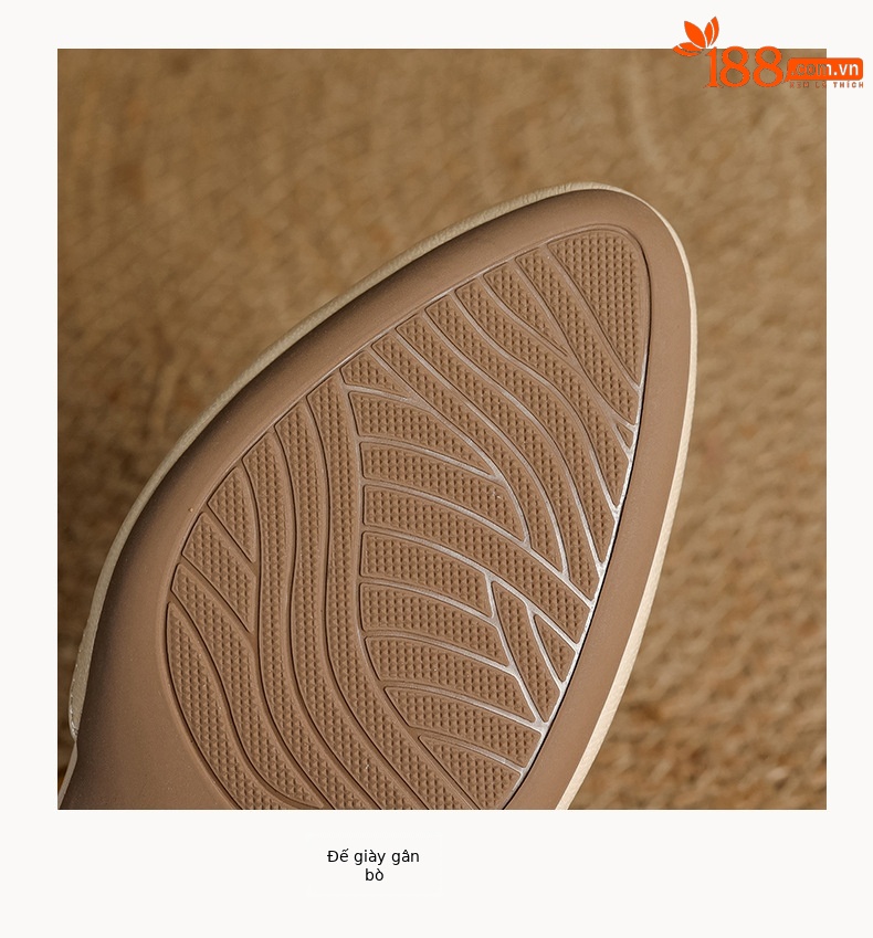 Sandal nữ quai ngang mũi nhọn da cừu đế xuồng gót 4.5 cm — nâu chi tiết 17