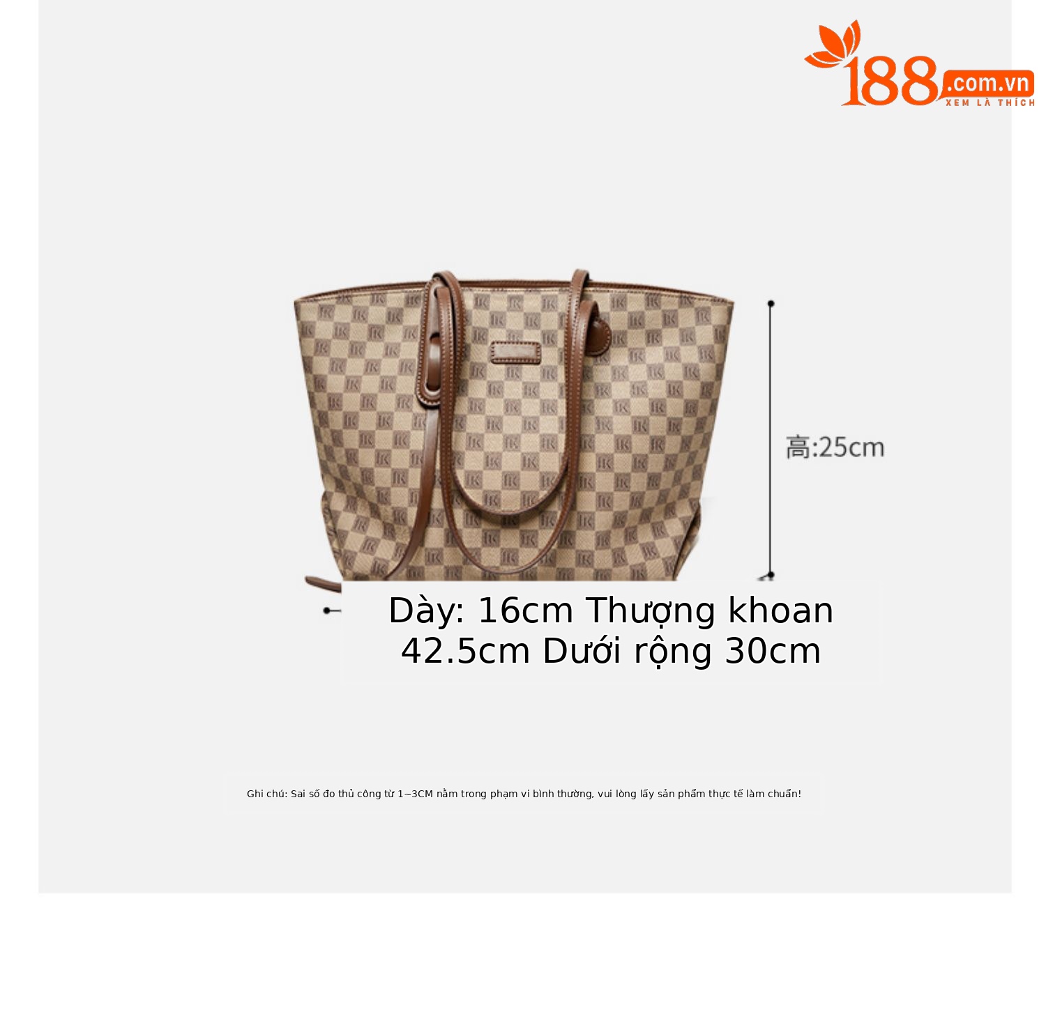 Túi tote nữ dung tích lớn đi làm kiểu dáng caro kaki chi tiết 12