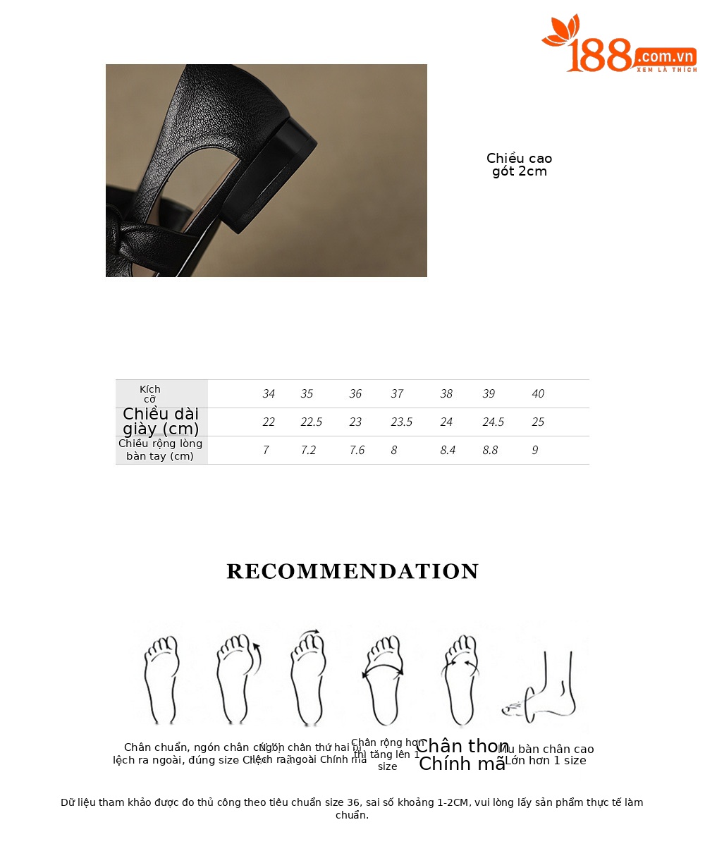 Sandal nữ mũi nhọn da dê đục lỗ gót thấp 2 cm, miệng nông hở mũi — đen chi tiết 6
