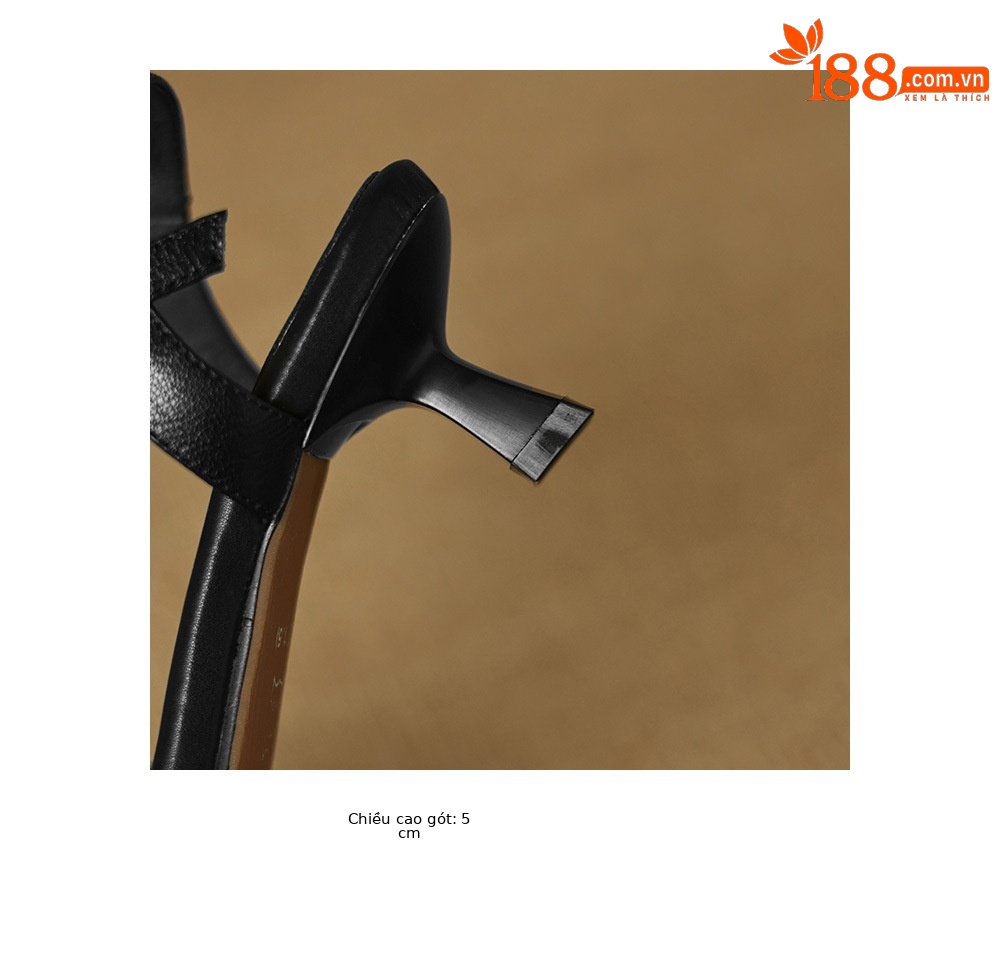 Sandal nữ quai ngang hở mũi gót vuông 5 cm da cừu nơ bướm — Màu đen chi tiết 20