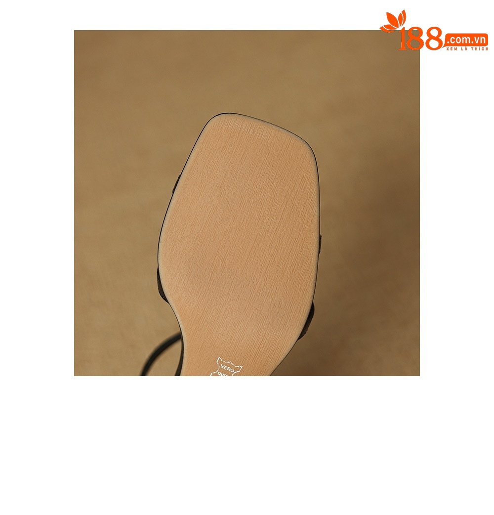 Sandal nữ quai ngang hở mũi gót vuông 5 cm da cừu nơ bướm — Màu đen chi tiết 21