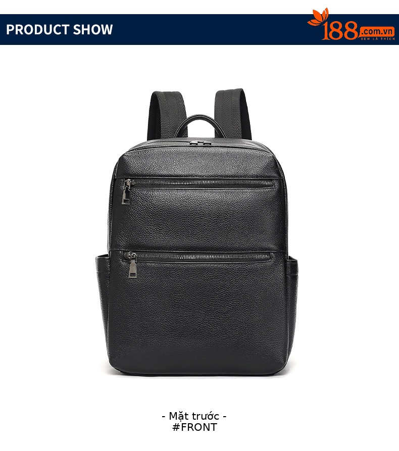 Ba lô nam công sở da bò cao cấp, đựng laptop 15 inch, dung tích lớn — 2348 Màu đen, 2349 màu đen, 2350 màu đen, 2351 Màu đen chi tiết 11