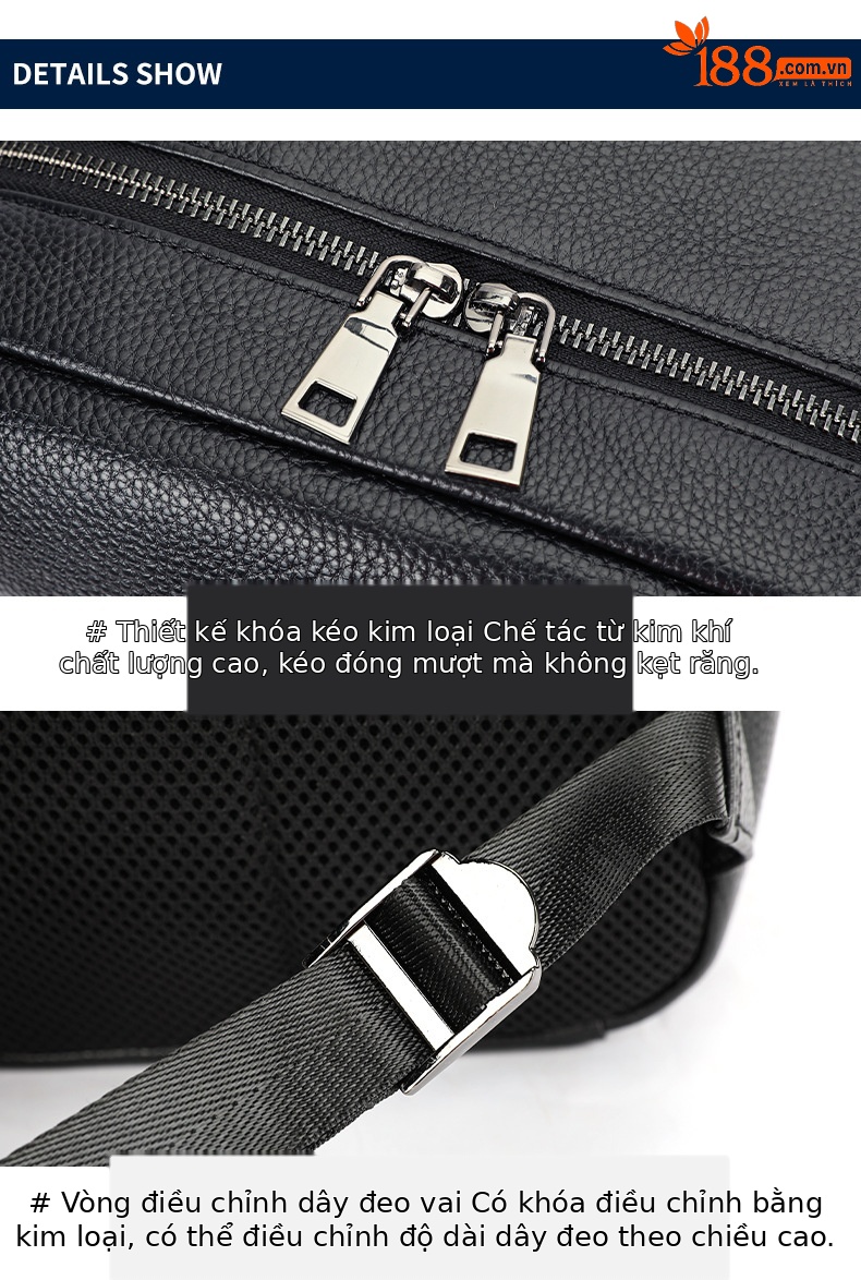 Ba lô nam công sở da bò cao cấp, đựng laptop 15 inch, dung tích lớn — 2348 Màu đen, 2349 màu đen, 2350 màu đen, 2351 Màu đen chi tiết 15
