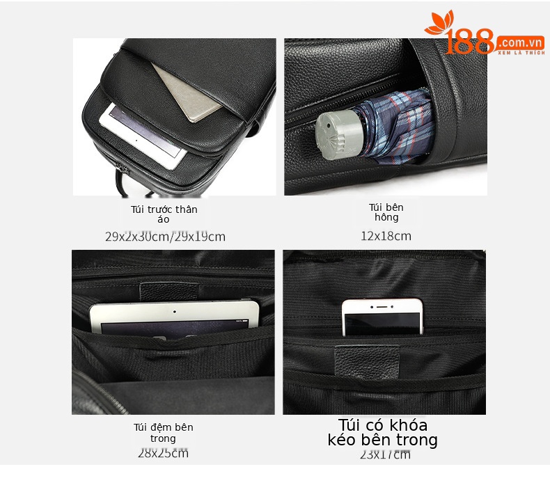 Ba lô nam công sở da bò cao cấp, đựng laptop 15 inch, dung tích lớn — 2348 Màu đen, 2349 màu đen, 2350 màu đen, 2351 Màu đen chi tiết 24