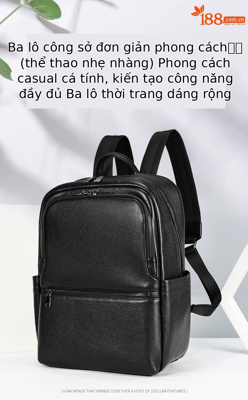 Ba lô nam công sở da bò cao cấp, đựng laptop 15 inch, dung tích lớn — 2348 Màu đen, 2349 màu đen, 2350 màu đen, 2351 Màu đen chi tiết 34