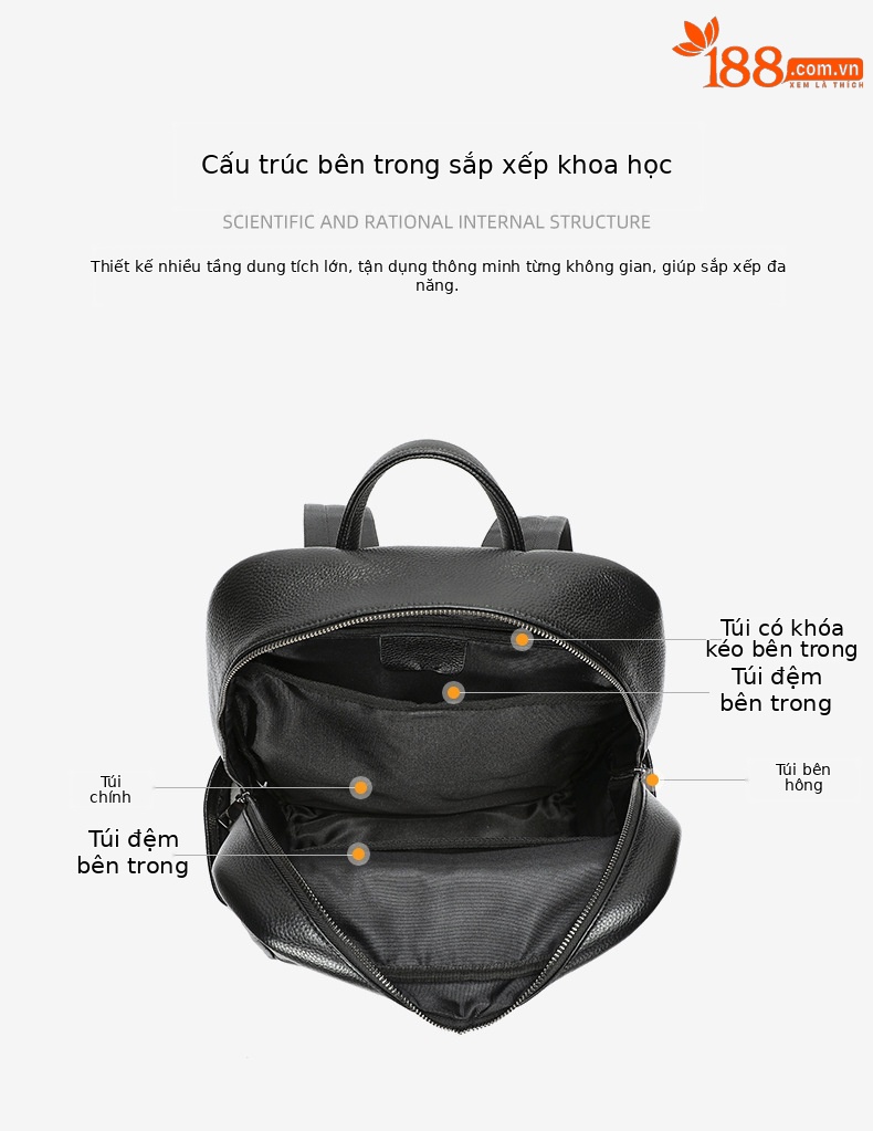 Ba lô nam công sở da bò cao cấp, đựng laptop 15 inch, dung tích lớn — 2348 Màu đen, 2349 màu đen, 2350 màu đen, 2351 Màu đen chi tiết 40