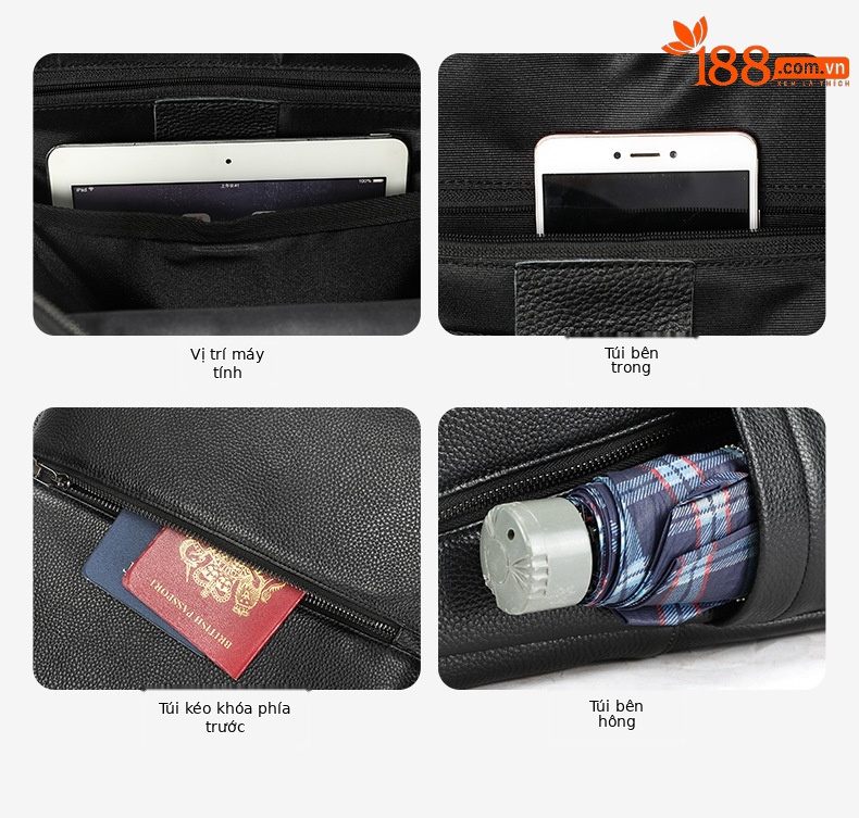 Ba lô nam công sở da bò cao cấp, đựng laptop 15 inch, dung tích lớn — 2348 Màu đen, 2349 màu đen, 2350 màu đen, 2351 Màu đen chi tiết 41
