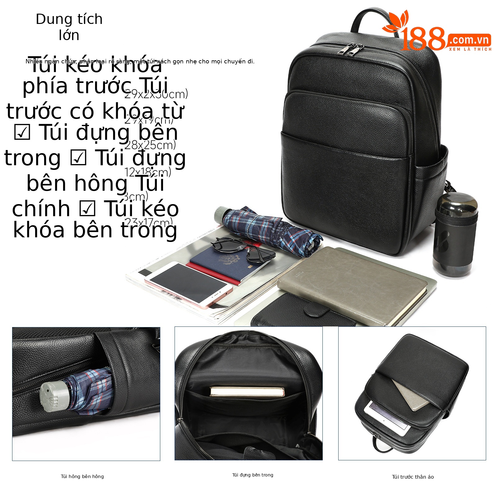 Ba lô nam công sở da bò cao cấp, đựng laptop 15 inch, dung tích lớn — 2348 Màu đen, 2349 màu đen, 2350 màu đen, 2351 Màu đen