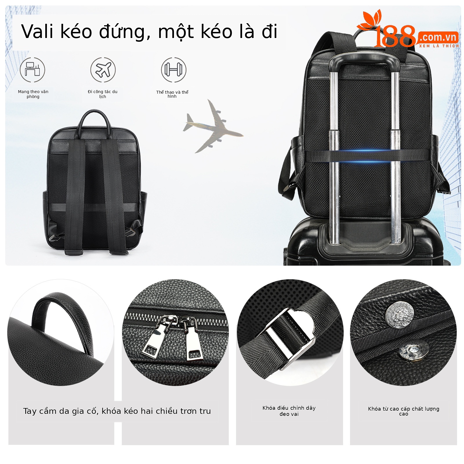 Ba lô nam công sở da bò cao cấp, đựng laptop 15 inch, dung tích lớn — 2348 Màu đen, 2349 màu đen, 2350 màu đen, 2351 Màu đen