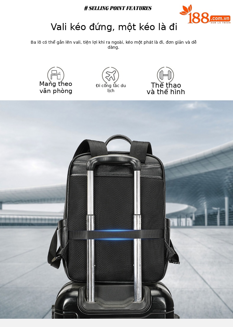 Ba lô nam công sở da bò cao cấp, đựng laptop 15 inch, dung tích lớn — 2348 Màu đen, 2349 màu đen, 2350 màu đen, 2351 Màu đen chi tiết 21