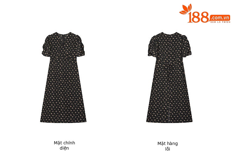 Đầm maxi nữ cổ V thắt eo họa tiết hoa nhí kiểu Pháp — đen chi tiết 5