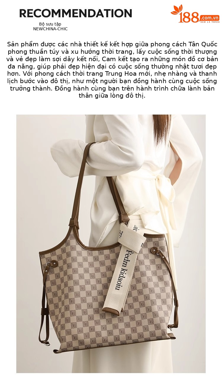 Túi tote in hoa cổ điển dung tích lớn dáng đáy rộng, phong cách thời trang dễ phối đồ, mẫu mới xuân hè 2025 chi tiết 2