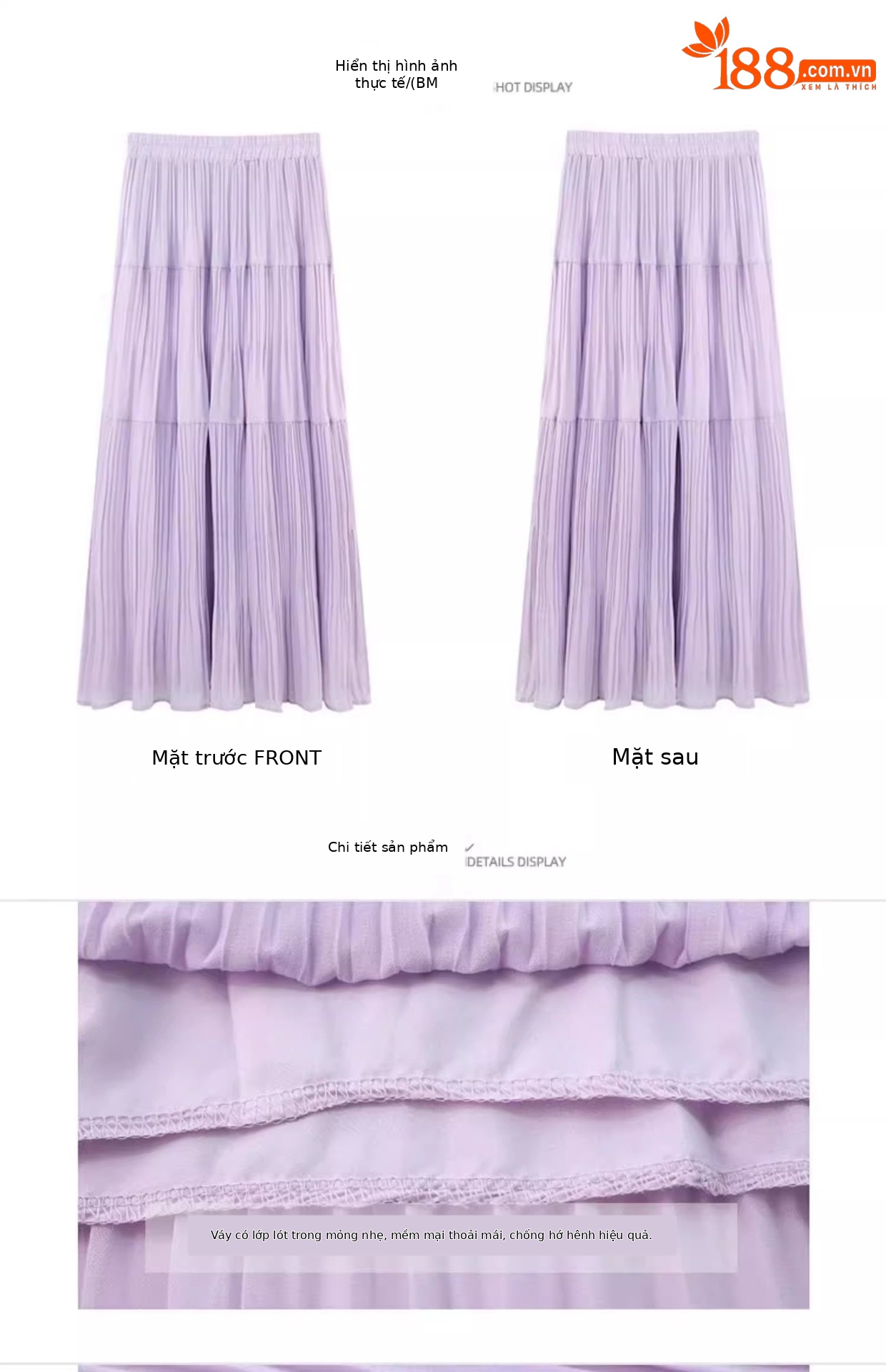Chân váy xếp ly chữ A eo cao dáng xòe cho nữ mùa hè — Người đàn ông nhỏ màu trắng (chiều cao 150-155) chi tiết 7