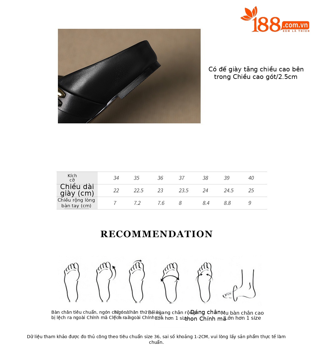 Dép mule nữ da bò lớp 1 mũi kín khóa kim loại đế xuồng thấp — đen chi tiết 2