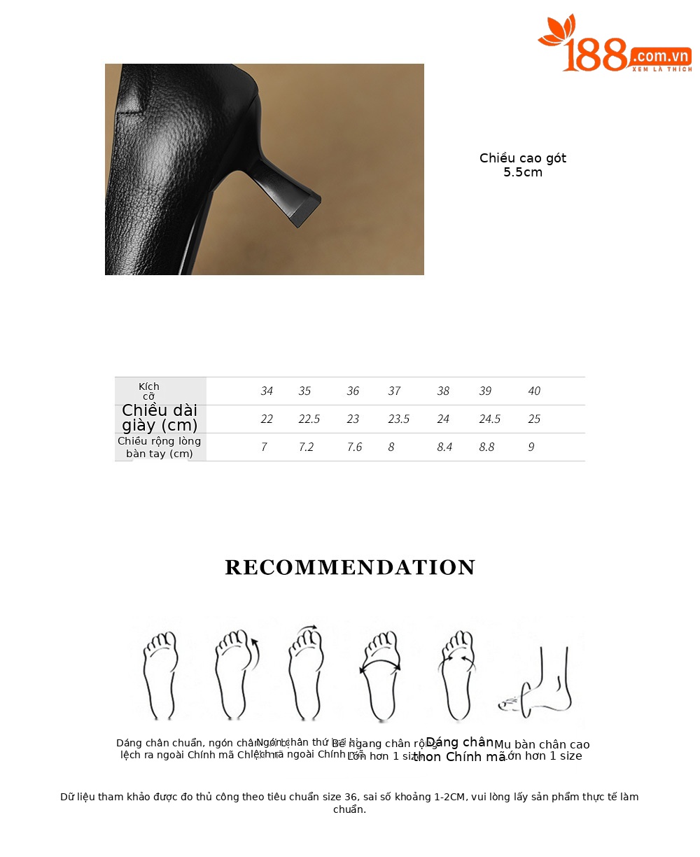 Giày cao gót nữ mũi nhọn cut out da cừu gót 5,5 cm — đen chi tiết 4