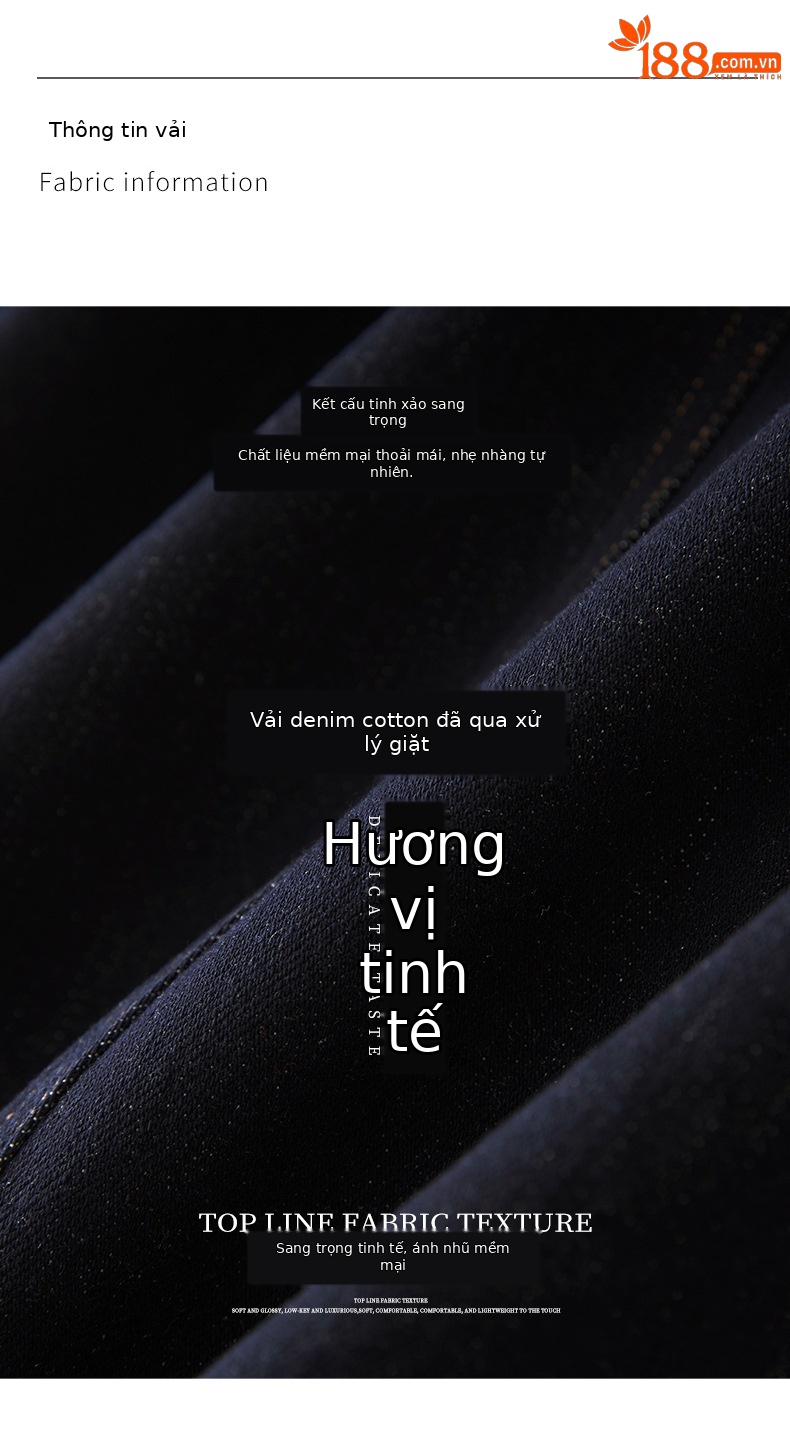Chân váy denim cạp cao phong cách Hồng Kông cổ điển, dáng ôm xẻ tà dài giữa — Màu xanh đậm chi tiết 3