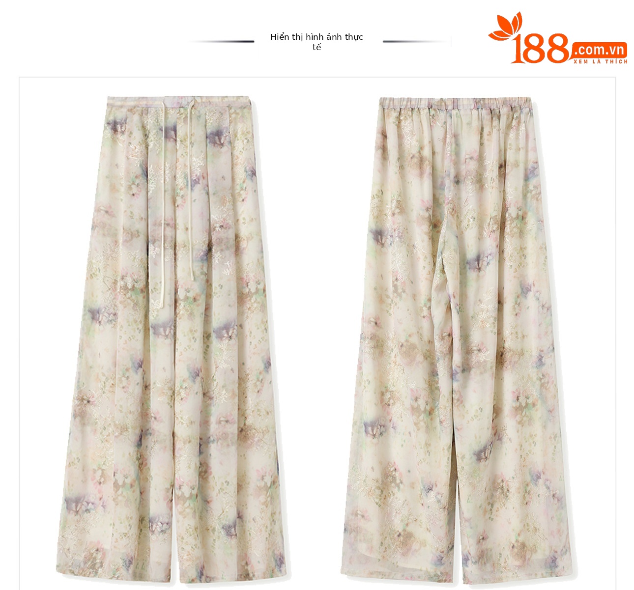 Quần ống rộng thêu họa tiết gradient phong cách Trung Quốc mới, cạp thêu dây rút — Hoa nhỏ chi tiết 4