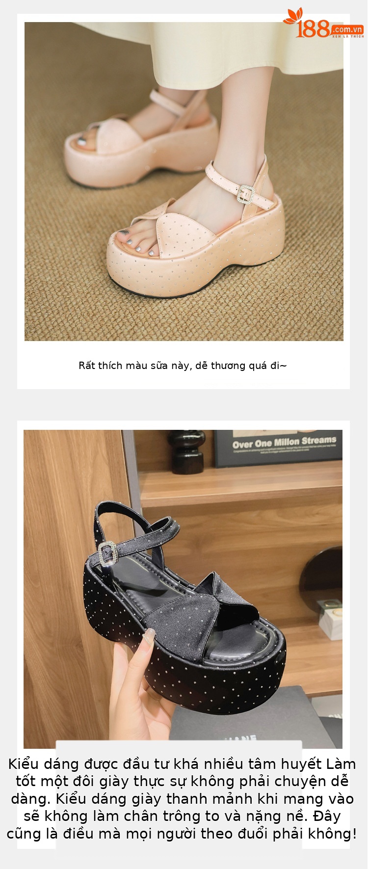 Sandal cao gót nữ đế dày hở mũi kiểu Pháp đính đá phong cách thơm nhỏ quai ngang La Mã gót nhọn — Màu đen, Màu trắng be, Màu mơ chi tiết 4