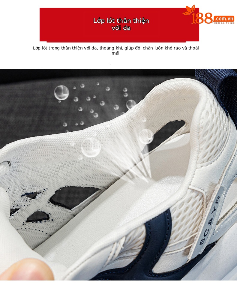 Giày sneaker nữ đế dày tăng chiều cao, phong cách thể thao thời trang, thiết kế đục lỗ thoáng khí mùa hè — M2896 màu trắng, M2896 màu xanh lam chi tiết 8
