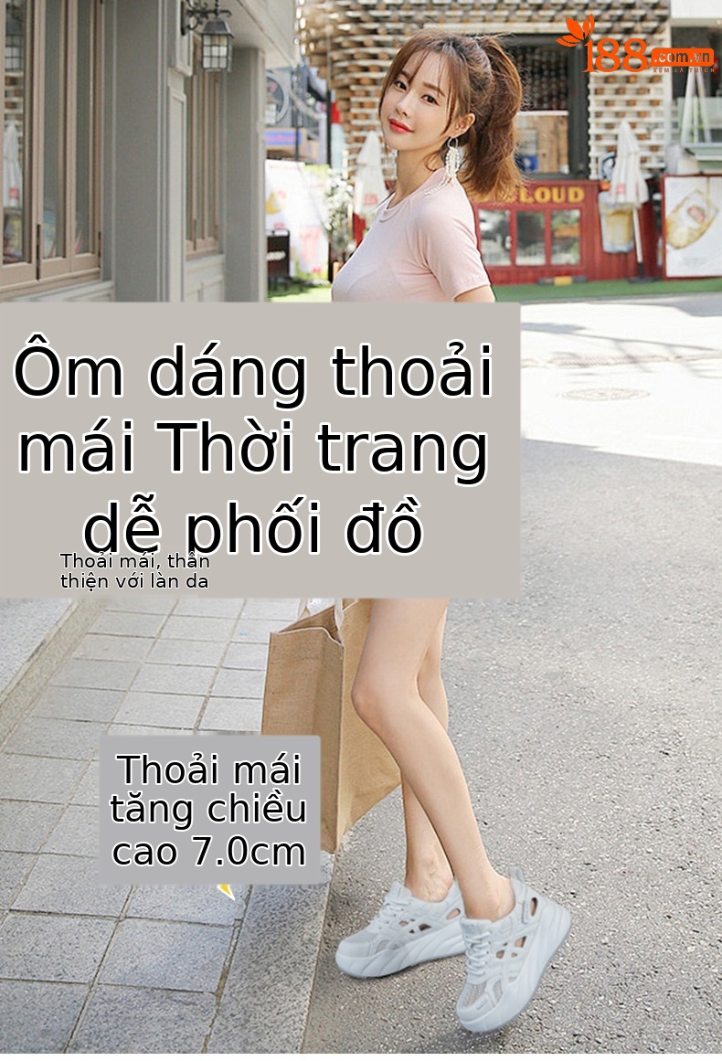 Giày sneaker nữ đế dày tăng chiều cao, phong cách thể thao thời trang, thiết kế đục lỗ thoáng khí mùa hè — M2896 màu trắng, M2896 màu xanh lam chi tiết 1