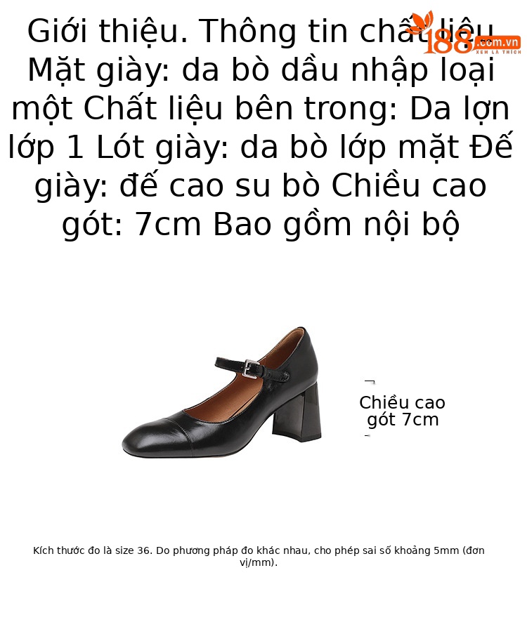 Giày Mary Jane nữ mũi vuông kiểu Pháp gót thô quai ngang phối màu phong cách Chanel — Màu đen, Màu đỏ rượu, Màu trắng be chi tiết 1