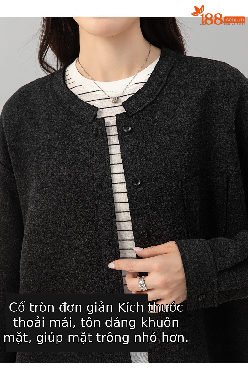 Áo cardigan nữ nhung ấm phong cách lười rộng rãi Xinge – Áo khoác len thu đông cao cấp dễ phối — Màu xám chi tiết 12