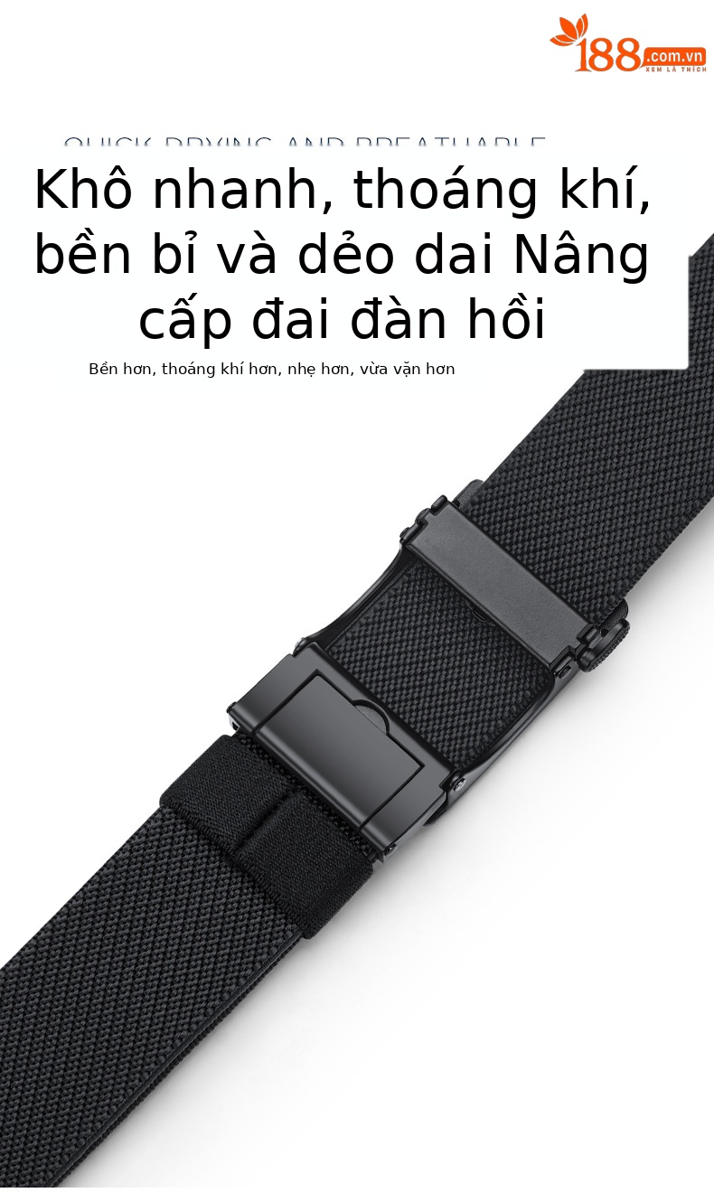 Thắt lưng nam nylon dệt khóa tự động không răng phong cách thể thao chiến thuật — 120cm chi tiết 4
