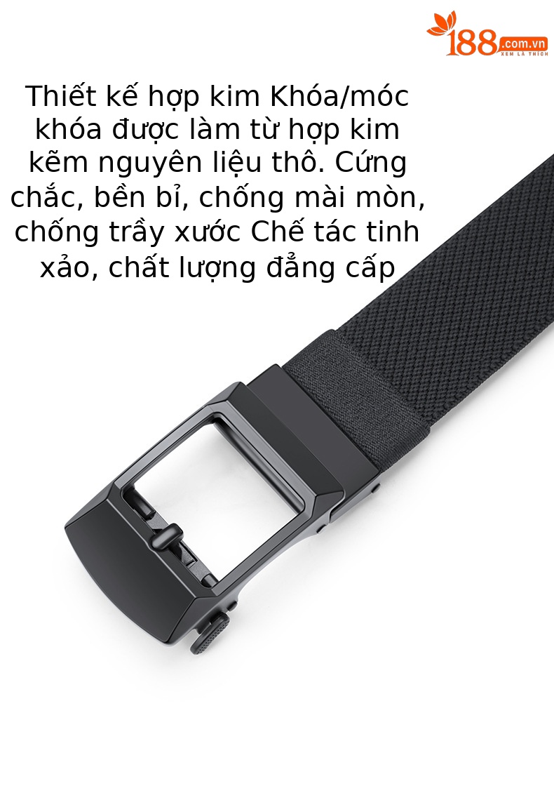 Thắt lưng nam nylon dệt khóa tự động không răng phong cách thể thao chiến thuật — 120cm chi tiết 7