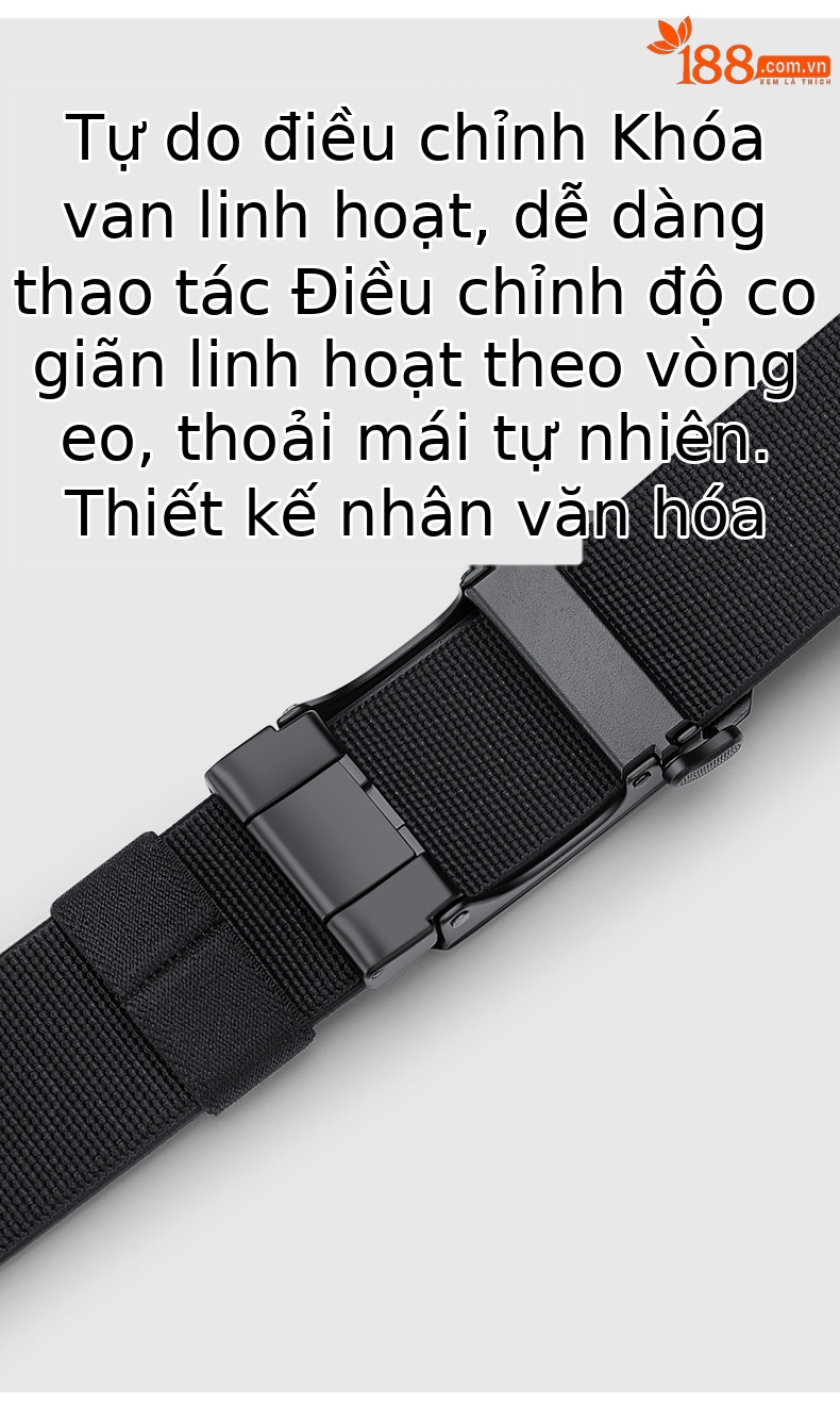 Thắt lưng nam nylon dệt khóa tự động không răng phong cách thể thao chiến thuật — 120cm chi tiết 8
