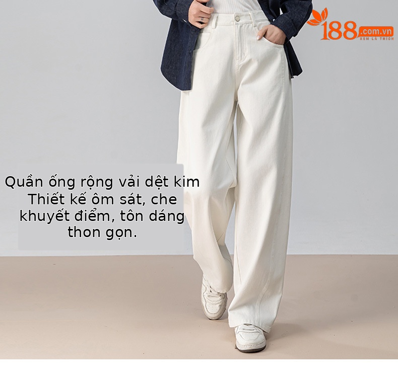 Quần jean nữ cạp cao ống rộng dáng xòe phong cách Hàn Quốc — màu xám mát mẻ chi tiết 8