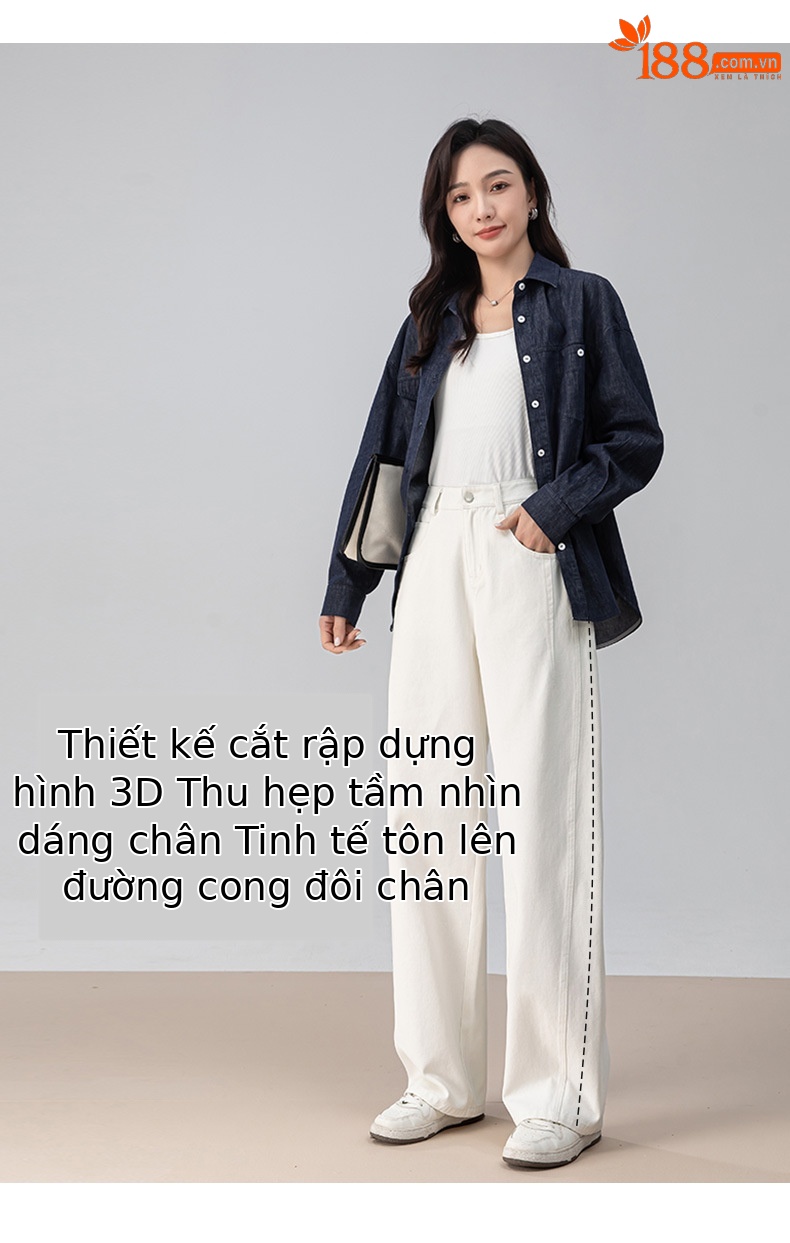 Quần jean nữ cạp cao ống rộng dáng xòe phong cách Hàn Quốc — màu xám mát mẻ chi tiết 9