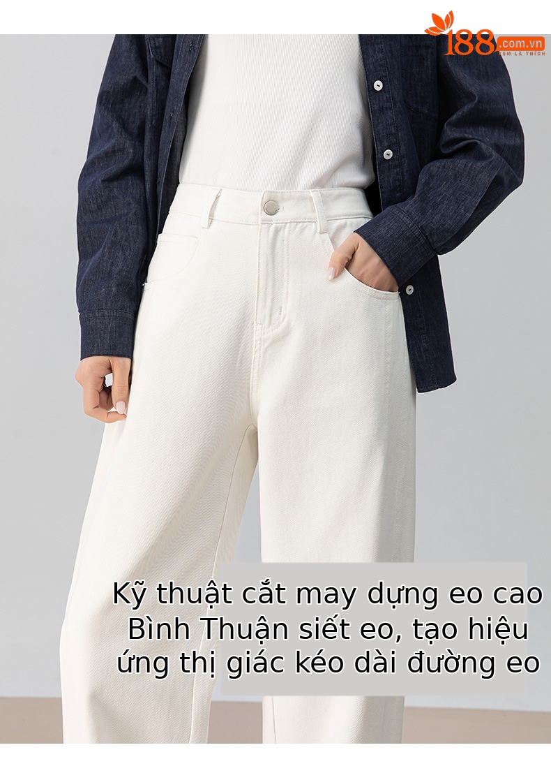 Quần jean nữ cạp cao ống rộng dáng xòe phong cách Hàn Quốc — màu xám mát mẻ chi tiết 11