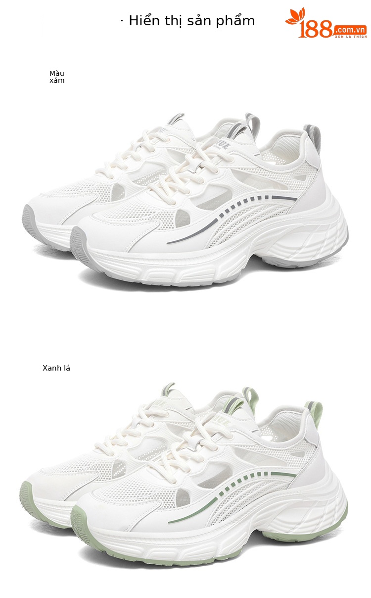 Giày sneaker nữ đế dày mùa hè 2025 đa năng đế mềm êm chân — 7252 gót xanh cao 5cm, 7252 màu xám gót cao 5cm chi tiết 18