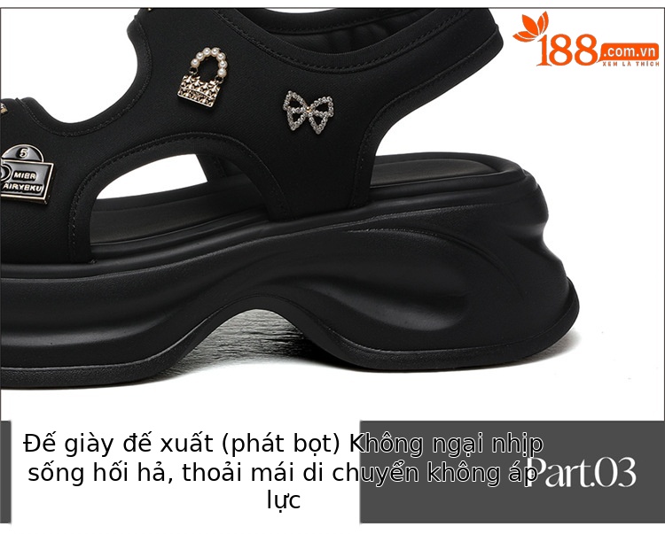 Dép sandal nữ đế dày rỗng mùa hè 2025 đế nêm tăng chiều cao quai Velcro — 7205 thẻ xanh và 5cm, 7205 đen và 5cm chi tiết 17