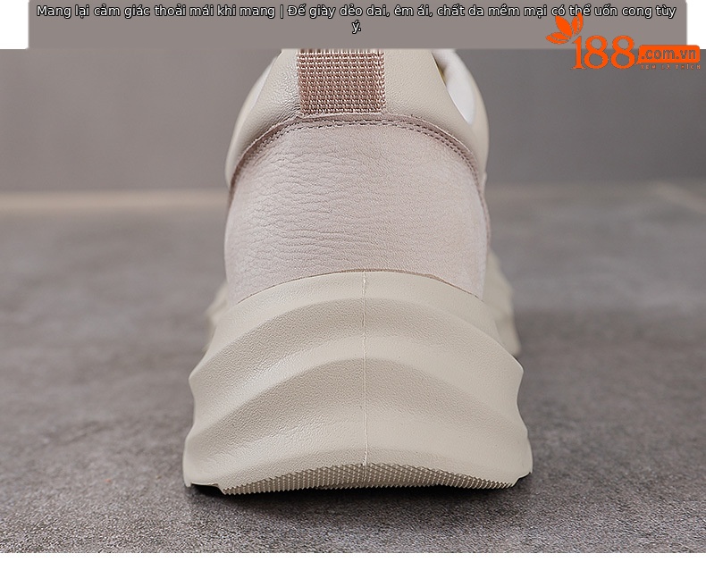 Giày sneaker nữ chunky đế dày da bò lưới thoáng khí — màu vàng chi tiết 8