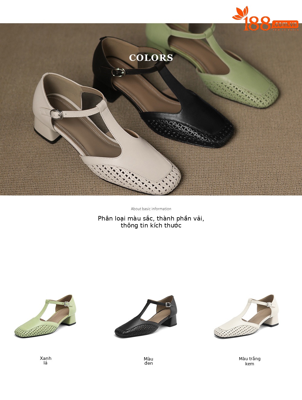 Sandal quai chữ T bít mũi da bò lớp đầu gót thô 4cm đục lỗ thoáng khí — Màu đen chi tiết 5