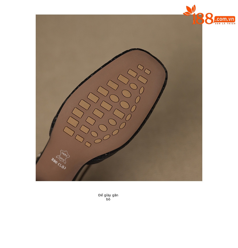 Sandal quai chữ T bít mũi da bò lớp đầu gót thô 4cm đục lỗ thoáng khí — Màu đen chi tiết 28