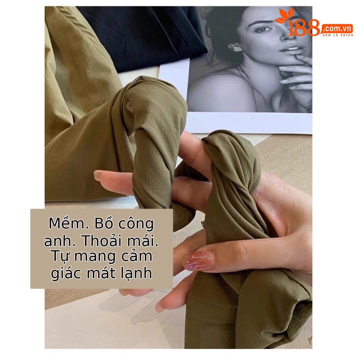 Quần dài ống đứng nữ vải lụa băng mỏng mùa hè, dáng suông thoáng khí, cỡ lớn cho người mập — 9 phân mẫu mỏng màu đen