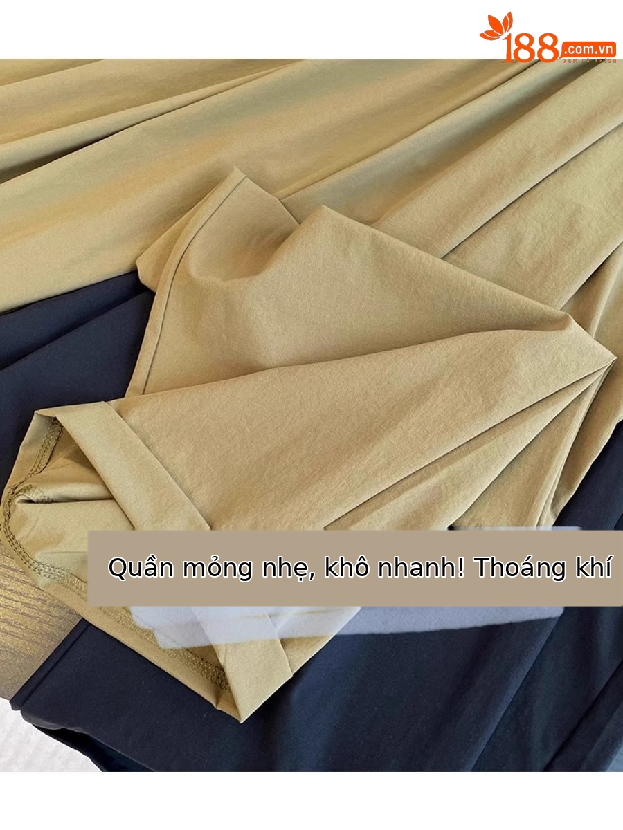 Quần dài ống đứng nữ vải lụa băng mỏng mùa hè, dáng suông thoáng khí, cỡ lớn cho người mập — 9 phân mẫu mỏng màu đen chi tiết 2