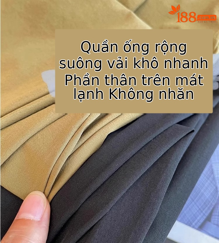Quần dài ống đứng nữ vải lụa băng mỏng mùa hè, dáng suông thoáng khí, cỡ lớn cho người mập — 9 phân mẫu mỏng màu đen chi tiết 4