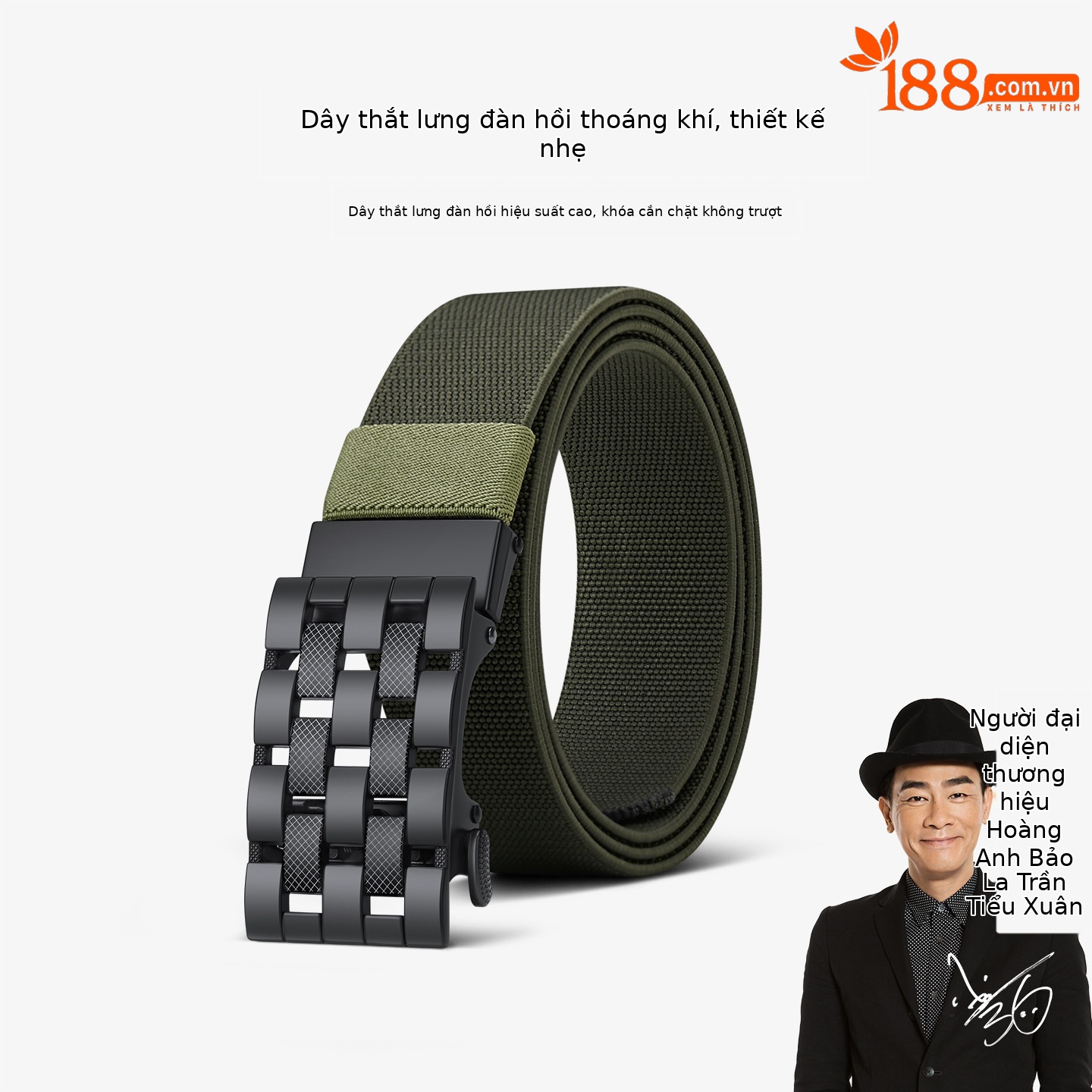 Thắt lưng nam nylon không răng khóa tự động hợp kim co giãn thoáng khí thể thao ngoài trời