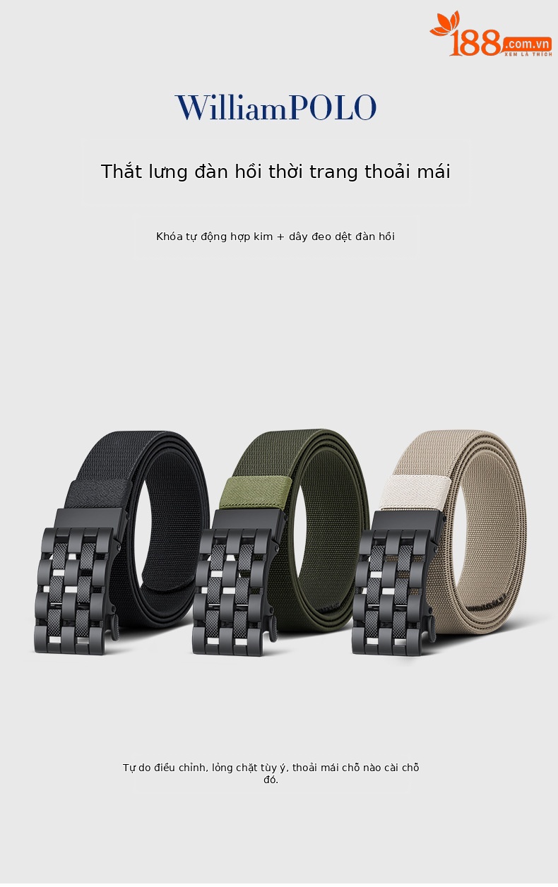 Thắt lưng nam nylon không răng khóa tự động hợp kim co giãn thoáng khí thể thao ngoài trời chi tiết 1