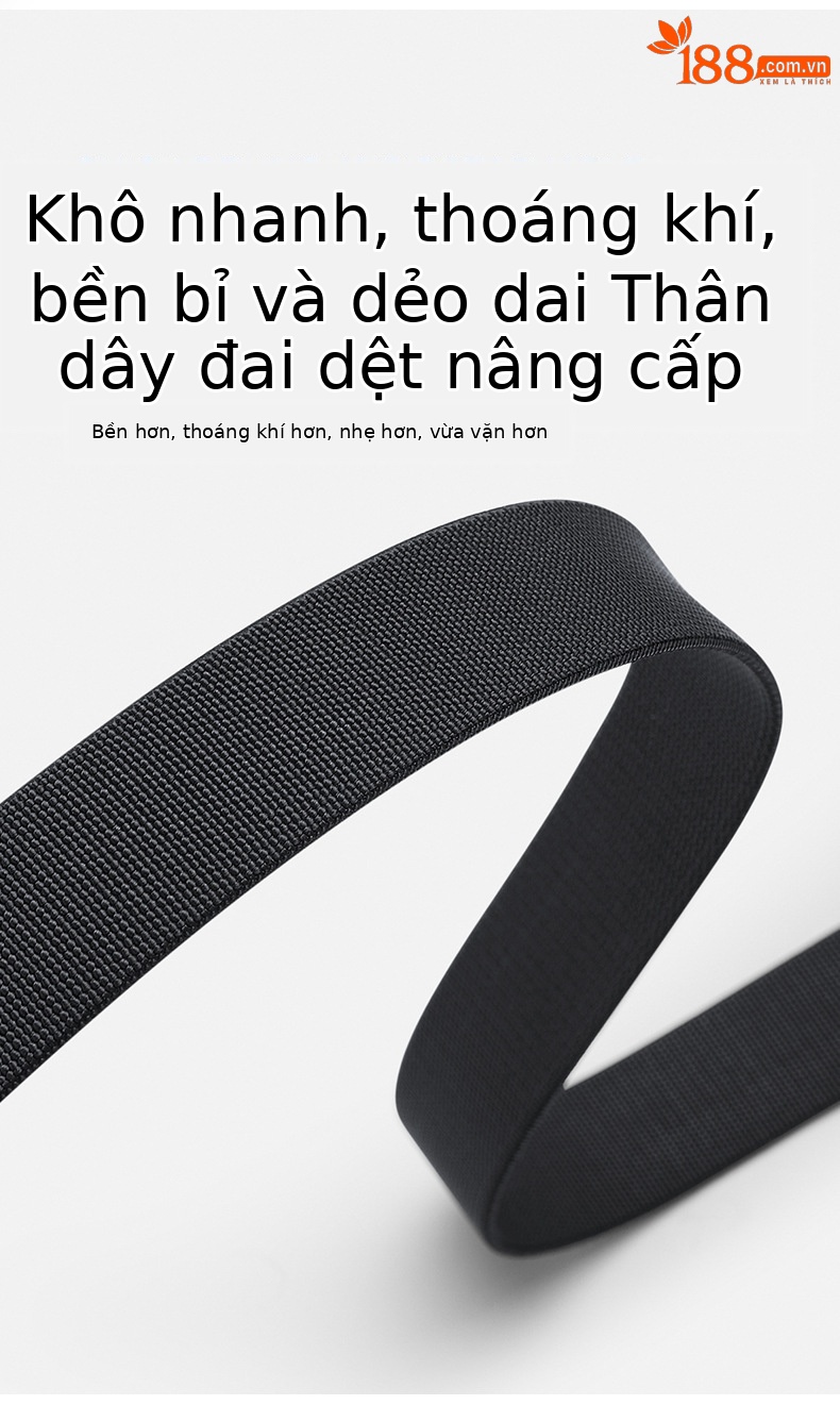 Thắt lưng nam nylon không răng khóa tự động hợp kim co giãn thoáng khí thể thao ngoài trời chi tiết 4
