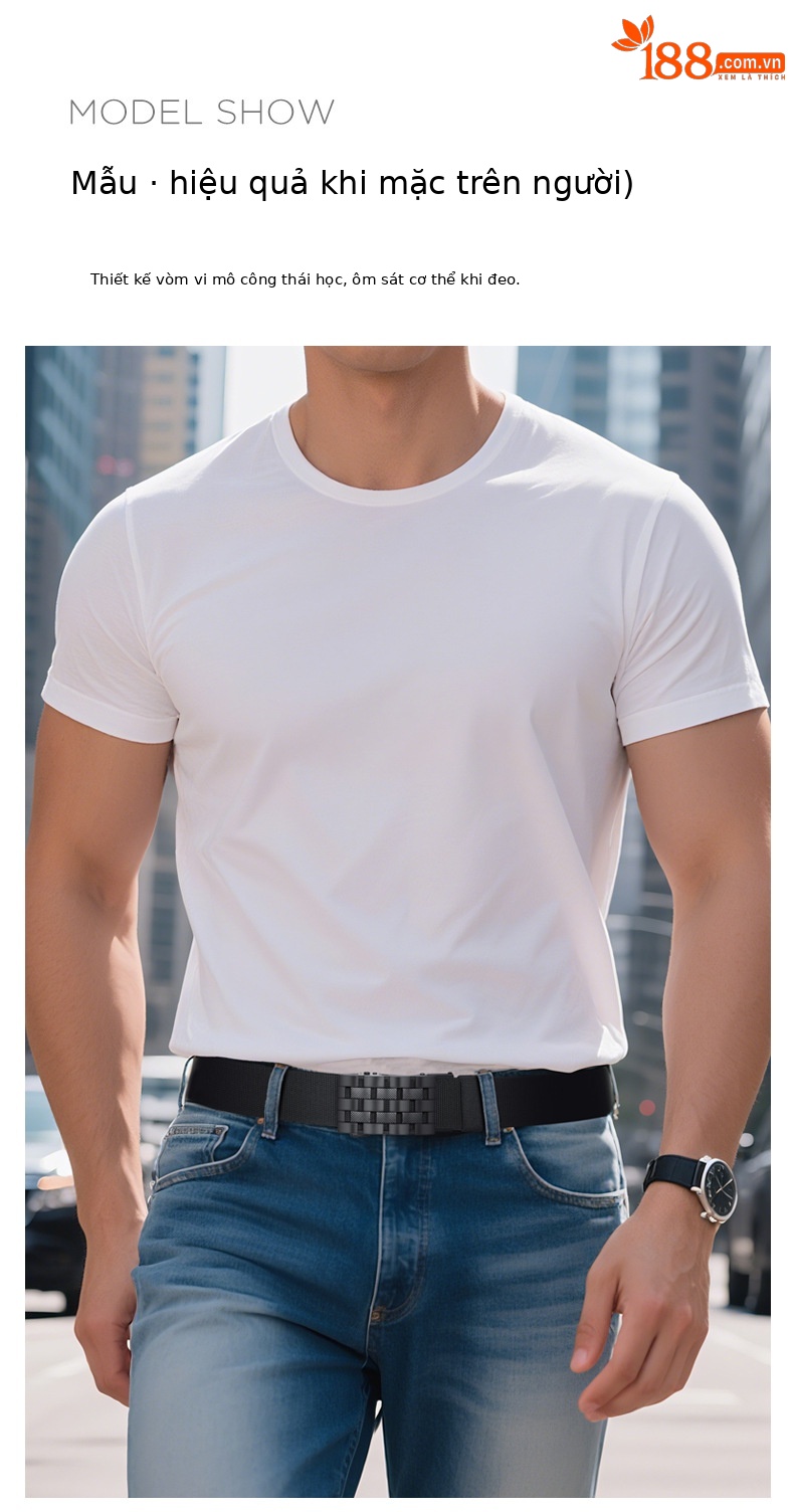 Thắt lưng nam nylon không răng khóa tự động hợp kim co giãn thoáng khí thể thao ngoài trời chi tiết 5